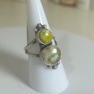 Green Palimino Sterling Silver handcrafted Ring - Sz: 7.5
